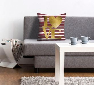 Queence Dekokissen »Alena« mit Schriftzug Love, Kissenhülle ohne Füllung, 1 Stück