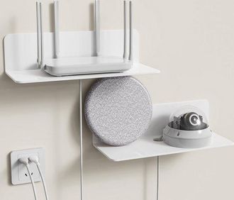 No Brand Estanter&iacute;a Flotante De Pared De Acr&iacute;lico, Peque&ntilde;a Estanter&iacute;a Invisible Autoadhesiva Sin Necesidad De Taladrar, Con Clips Para Cables, Ideal Para Dormi