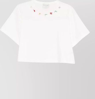 Forte_Forte cotton t shirt cropped embroidered detail