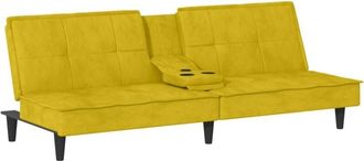 vidaXL Sofá cama con portavasos terciopelo amarillo Vidaxl