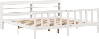 vidaXL Bed Frame without Mattress White 180x200 cm Super King Solid Wood Pine vidaXL