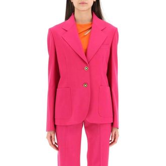 Versace Jassen, Dames, Roze, S, Luxe Zwarte Designer Jas