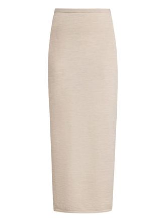 12 Storeez Gebreide rok met split - Beige