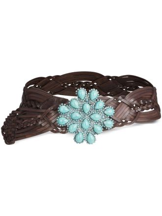 Silvia Tcherassi Enis braided leather belt - Brown