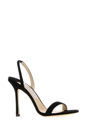 Jimmy Choo London Womens Black Suede Jenn Sandals Scarpe Con Tacco High Heel Shoes