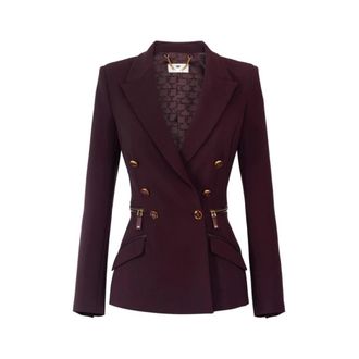 Elisabetta Franchi Blazers, female, Red, XL, Jacket in Lightweight Cr&ecirc;pe Fabric with Zip Details
