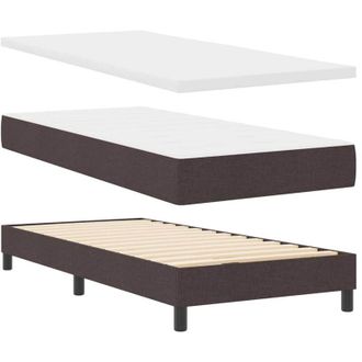 vidaXL Vidaxl - Cama Box Spring Con Colch&oacute;n Marr&oacute;n Oscuro 140 X 200 Cm
