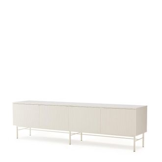 Koketto Home Mueble TV de 200 cm color blanco dise&ntilde;o acanalado