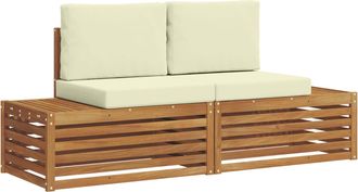 vidaXL 2 Uds. Conjunto De Sof&aacute;s De Exterior Natural Y Crema Vidaxl