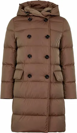 Moorer Mens Long Hooded Quilted Coat In Fango