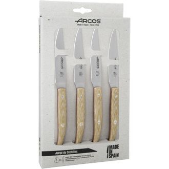 Arcos Arcos Serie Cuchillos De Mesa, Juego De Cuchillos De Mesa 4 Piezas, Cuchillos Chuleteros, Hoja Filo De Acero Inoxidable Nitrum De 110 Mm, Mango Madera