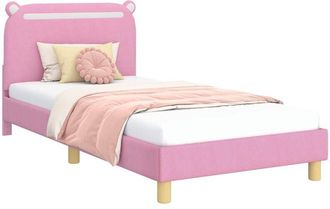 vidaXL Cama Para Ni&ntilde;os Con Cabecero Con Cabecera Rosa 90 X 200 Cm Tela Vidaxl