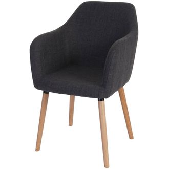 Hhg Nunca Usado] Silla De Comedor Malm&ouml; T381, Silla Silla De Cocina, Dise&ntilde;o Retro A&ntilde;os 50, Textil, Gris, Patas Claras