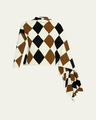 Proenza Schouler Vanne Argyle Cape Sweater
