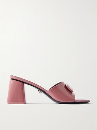 Versace Mule In Vernice Con Decorazione Barret - Rosa