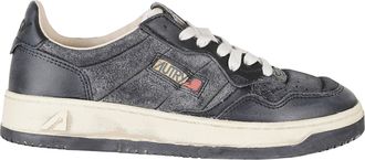 Autry Black Sup Vint Low Leather Sneakers