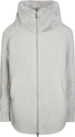 Herno Chunky Knit Faux Fur Jacket