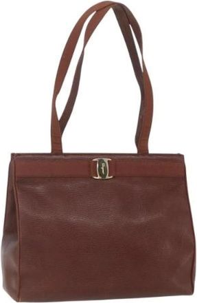 Ferragamo Pre-owned Tote Bags, female, Brown, Size: ONE SIZE Pre-owned Leather Shoulder Bag