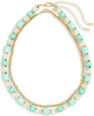 Nordstrom Rack 2-Pack Assorted Beaded Necklace Set in Turq Multi- Gold at Nordstrom Rack