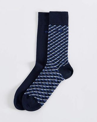 HUGO BOSS 2 Pack Mini Pattern Socks- Navy