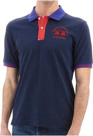 La Martina Polo Shirt met Korte Mouwen en Knopen - Heren - Polos - Blauw - M - Katoen - Tops