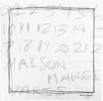 Maison Margiela Square Silk Scarf with Handwritten Number Design