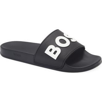 BOSS Kirk Slide Sandal in Black at Nordstrom Rack, Size 13Us / 12Uk