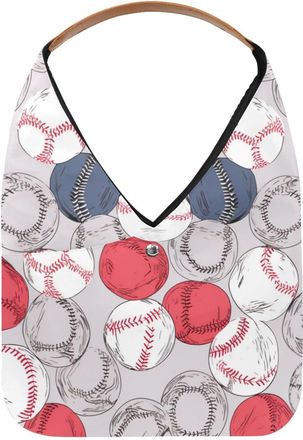 Generic Baseball Ball Background Reusable Lightweight Grocery Bags - Foldable Into Compact Pouch, Washable & Sturdy, Multipurpose for Shopping and Travel