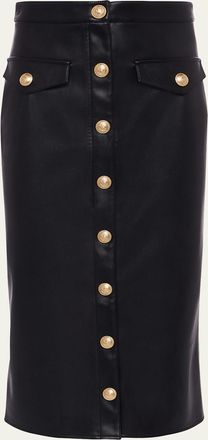 L'agence Milan Faux Leather Midi Skirt