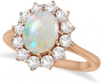 Allurez Oval Shape Opal & Diamond Accented Ring in 14k Rose Gold (3.60ctw)