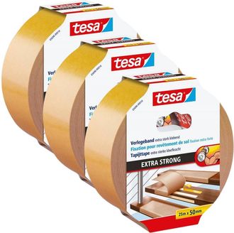 OEM Cinta Adhesiva Para Alfombras Tesa De Doble Cara Extrafuerte, 25 M X 50 Mm, Muy Resistente (3 Unidades)