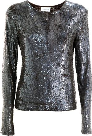 P.A.R.O.S.H. sequin-embellished long-sleeve top - Grey
