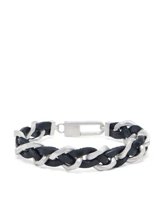 Giorgio Armani stearling silver-chain bracelet - men - Calf Leather/Sterling Silver - L - Grey