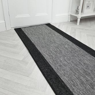 Runrug Hallway Carpet Runner Rug - Hardwearing & Durable, 7mm - Jenga in Dark Grey | Size: 80 cm x 360 cm