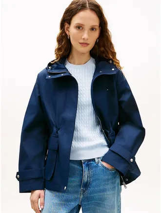 Tommy Hilfiger Womens Water-Resistant Hooded Short Parka - Navy - XXS