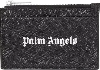 Palm Angels Gothic Logo-Print Cardholder met Rits - unisex - Portefeuilles - Zwart - ONE Size - Leer - Accessoires
