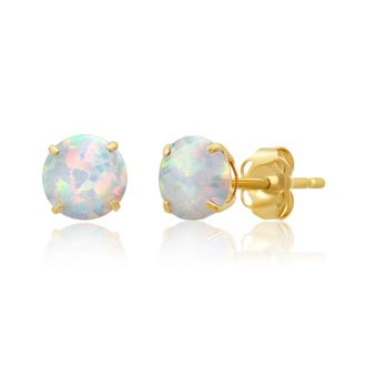MAX + STONE 14k Yellow Gold 6MM Round Stud Gemstone Earrings