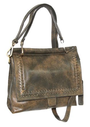 Nino Bossi Aviator Leather Satchel w/ Strap in Green