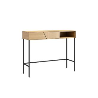 Koketto Home Consola recibidor con almacenamiento en roble y detalles negros