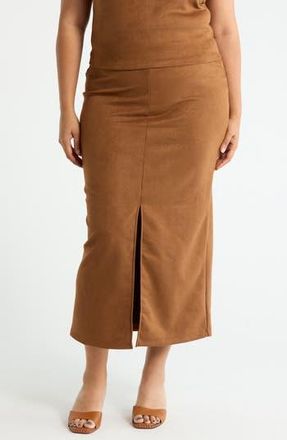 Renee C Faux Suede Midi Skirt in Camel at Nordstrom Rack, Size 1 X