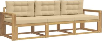 vidaXL Conjunto De Sof&aacute;s De Exterior 3 Uds. Y Beige Poli&eacute;ster Vidaxl