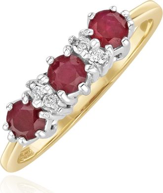 The Diamond Store Ruby 0.58ct And Diamond 9K Gold Ring A3399