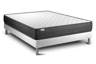 VITALIT Somier blanco + colch&oacute;n con espuma viscoel&aacute;stica 140 x 190