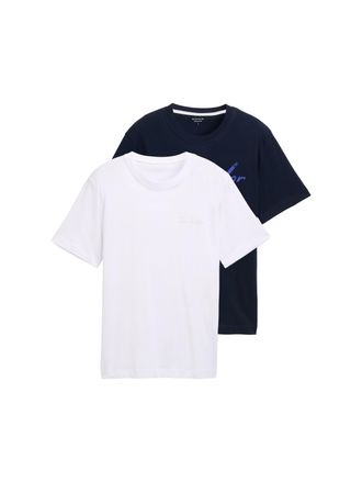 Tom Tailor Print-Shirt TOM TAILOR, Herren, Gr. XXL, weiss (wei&szlig;), Jersey, Obermaterial: 100% Baumwolle, bedruckt, unifarben, regular fit h&uuml;ftbedeckend, Rundhals,