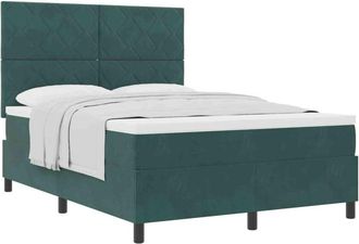 vidaXL Box Spring Bed with Mattress Dark Green 160 x 200 cm Fabric vidaXL