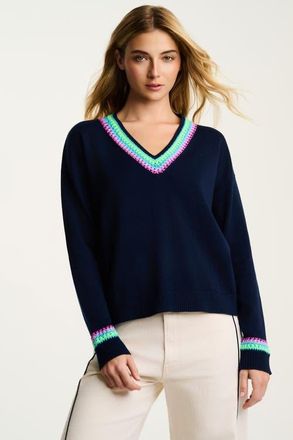 Lisa Todd In The Mix Cotton Sweater in Navy at Nordstrom, Size X-Small