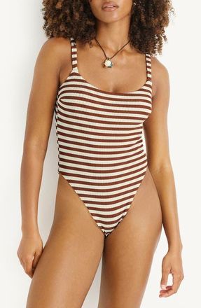 Vitamin A Nova Stripe One-Piece Swimsuit in Red Ochre Stripe at Nordstrom, Size X-Small