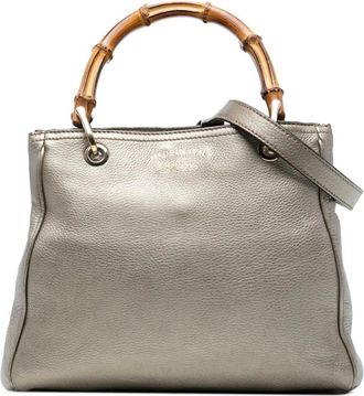 Gucci 2016-2024 kleine Bamboo kalfsleren tas - Goud