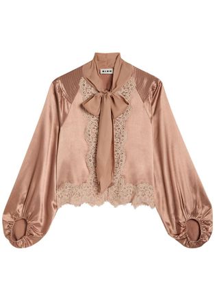 Rixo Rixo Nalani Lace-trimmed Satin Blouse - Pink - 16 (UK 16 / XL)