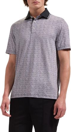 Bugatchi Performance Floral Polo in Black at Nordstrom, Size Xx-Large